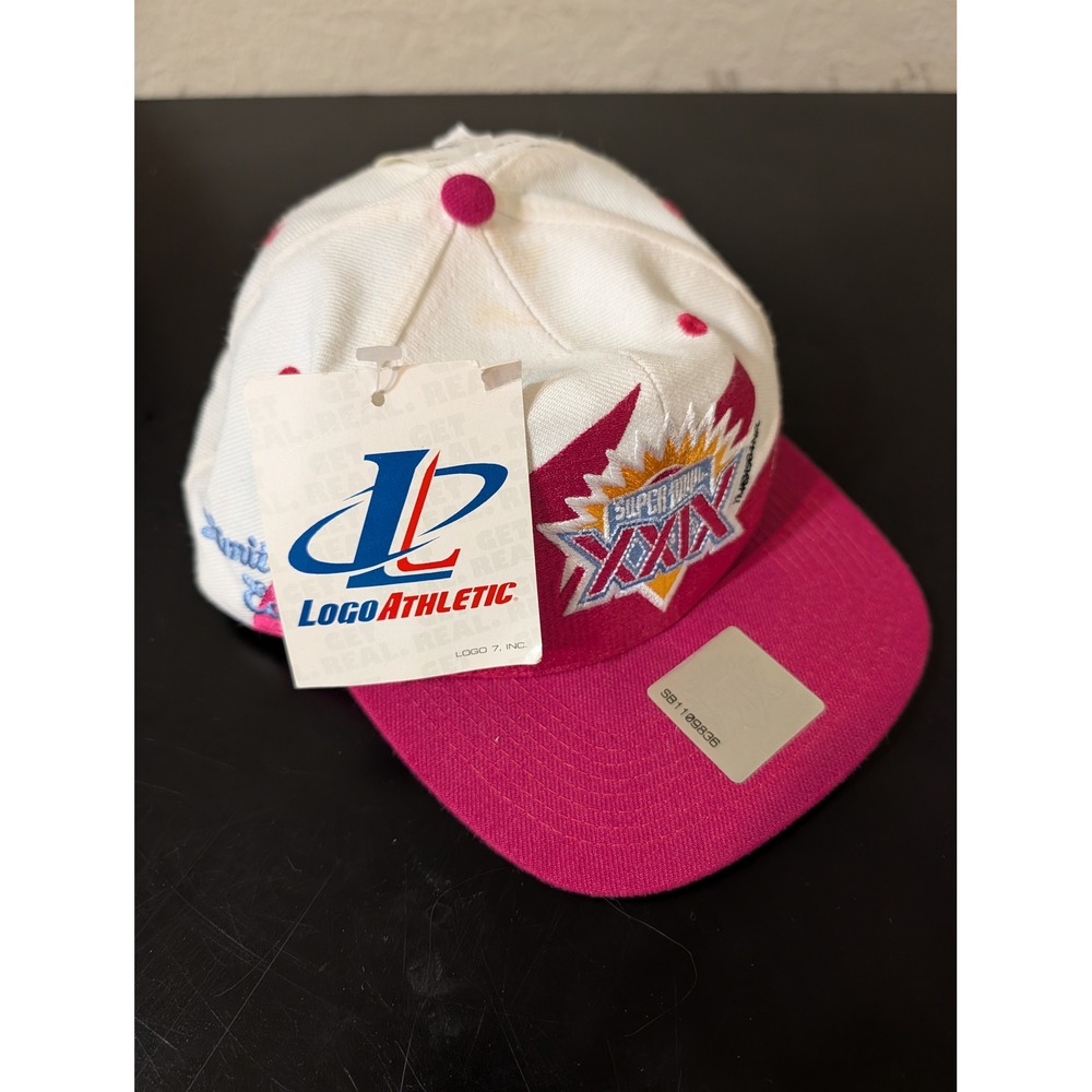 Logo Athletic Super Bowl XXIX Sharktooth Snapback Hat White Pink NFL Vintage 90s
